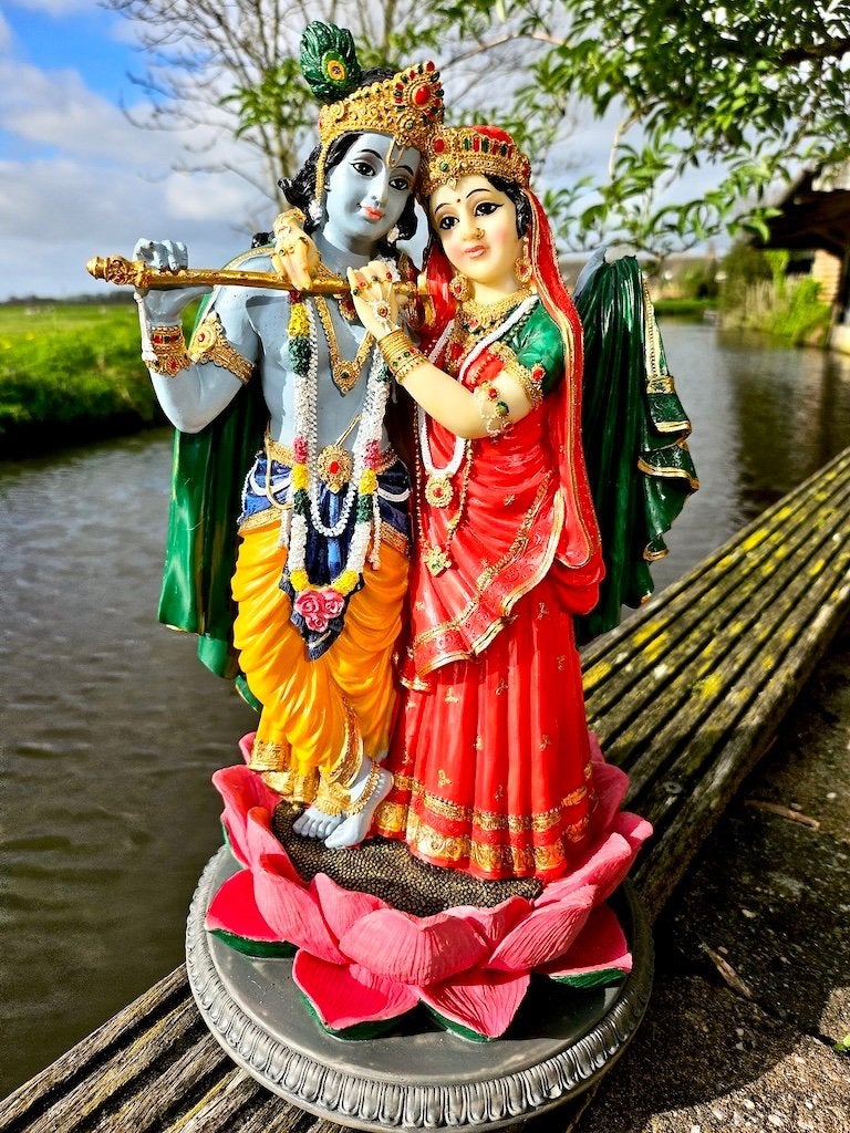 RADHA KRISHNA BEELD 34 CM, Antiek en Kunst, Ophalen of Verzenden, 20 - 50 cm, Overige materialen, Beeld