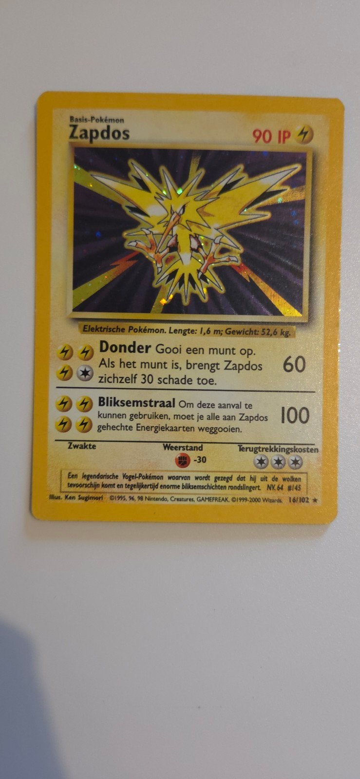 Zapdos Nl kaart 16/102, Ophalen of Verzenden, Zo goed als nieuw