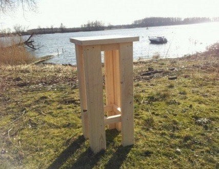Barkruk van Nieuw steigerhout - Kruk van blank hout - €60, Met voetsteun, 60 tot 90 cm, Nieuw, Ophalen of Verzenden
