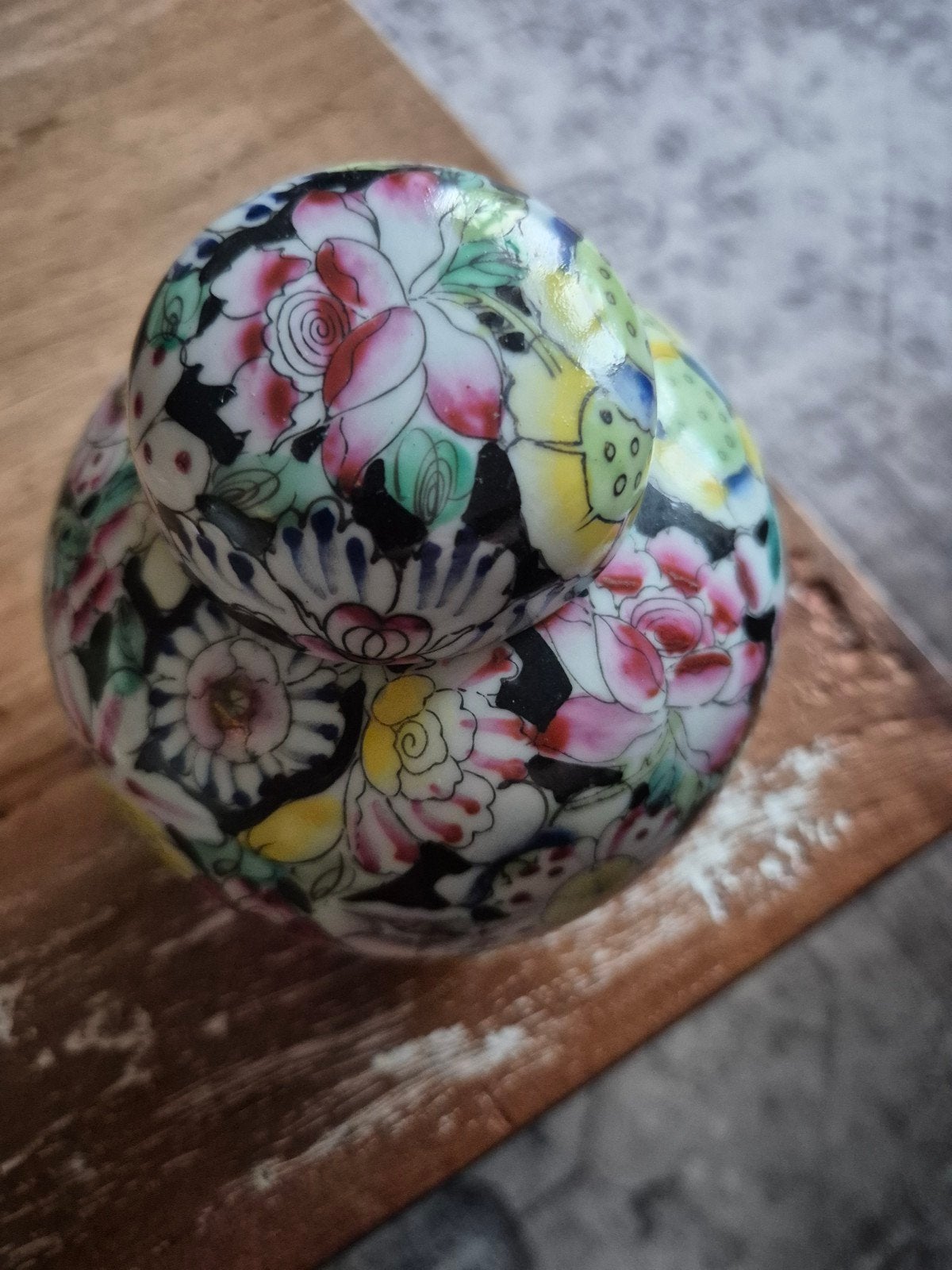 Vintage Chinese Gemberpot - Millefleurs Porselein (Gaaf), Ophalen of Verzenden