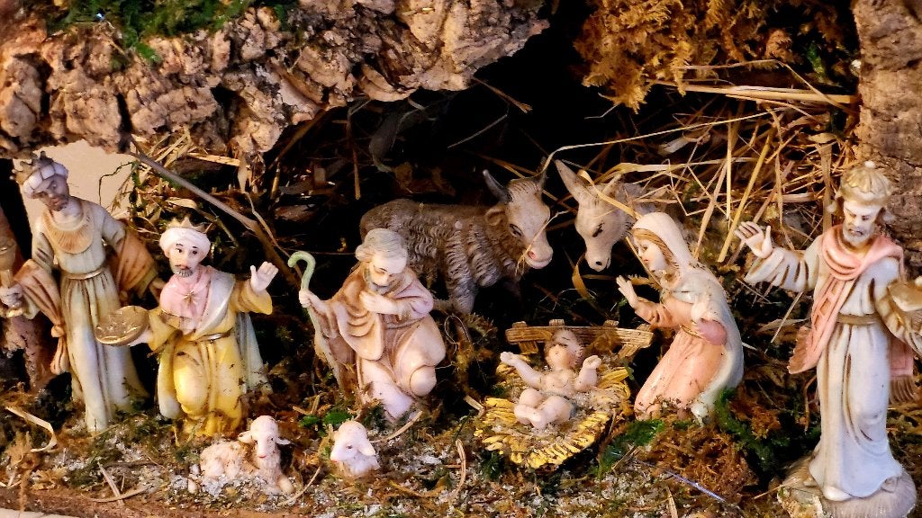 Prachtige Vintage Italiaanse Kerststal Jaren 70 - 11 delig, Ophalen of Verzenden, Gebruikt