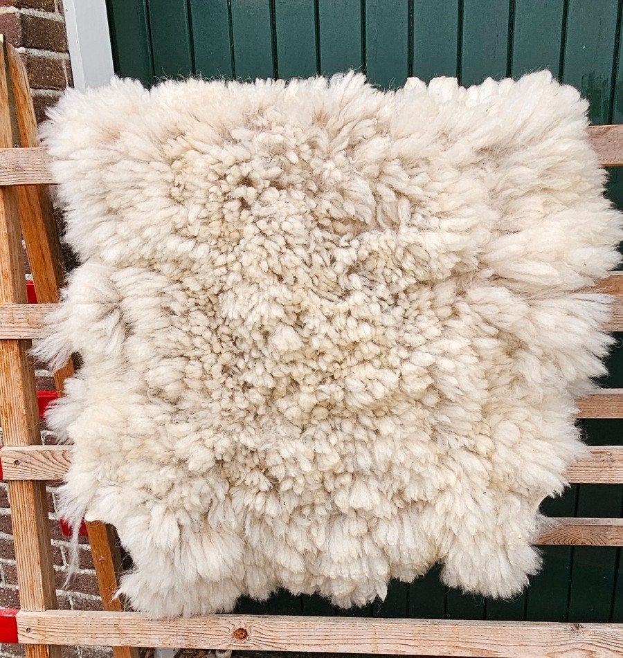 Alpacavachten op wolvilt, natuurlijke wol, Beige, Rechthoekig, Nieuw, 200 cm of meer