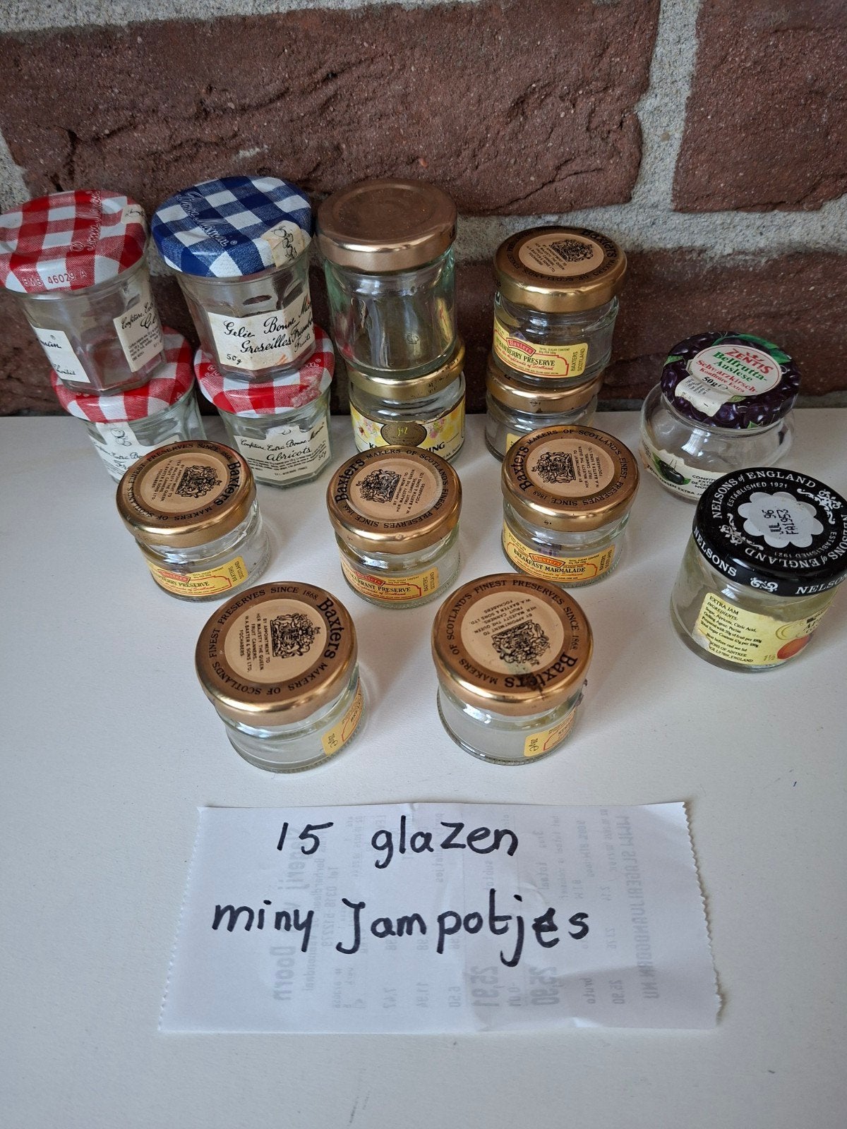 miny jam honing potjes van glas 15 stuks., Ophalen of Verzenden