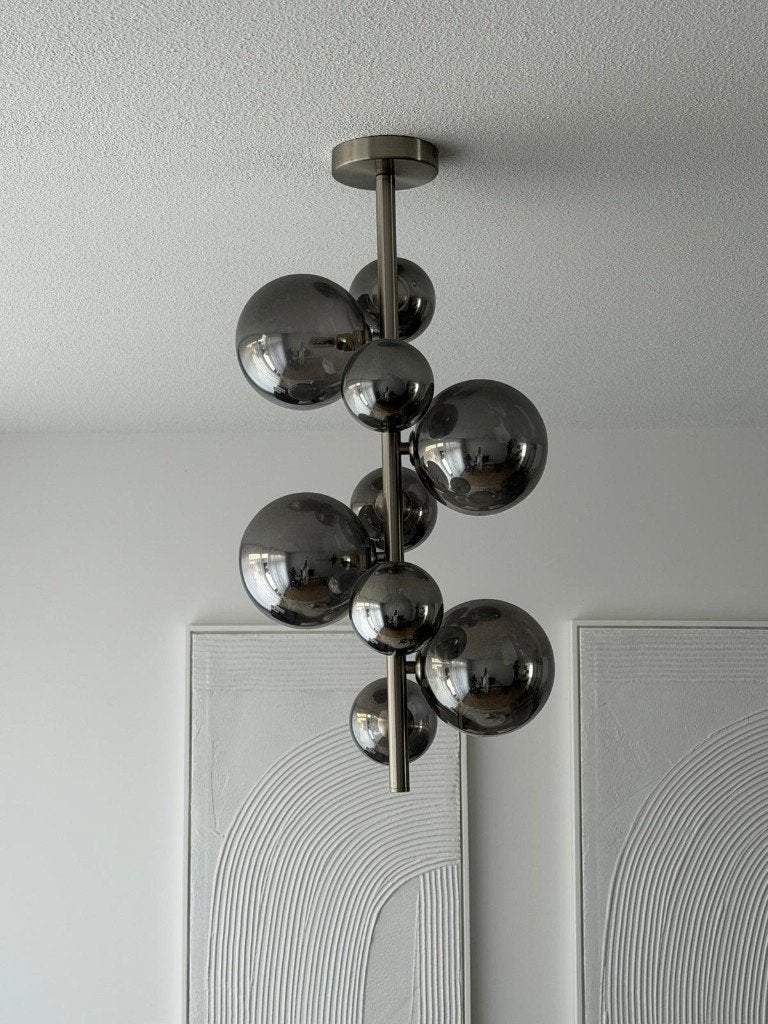 2 Design hanglampen met spiegelglas, Ophalen of Verzenden, Zo goed als nieuw, Glas, G9