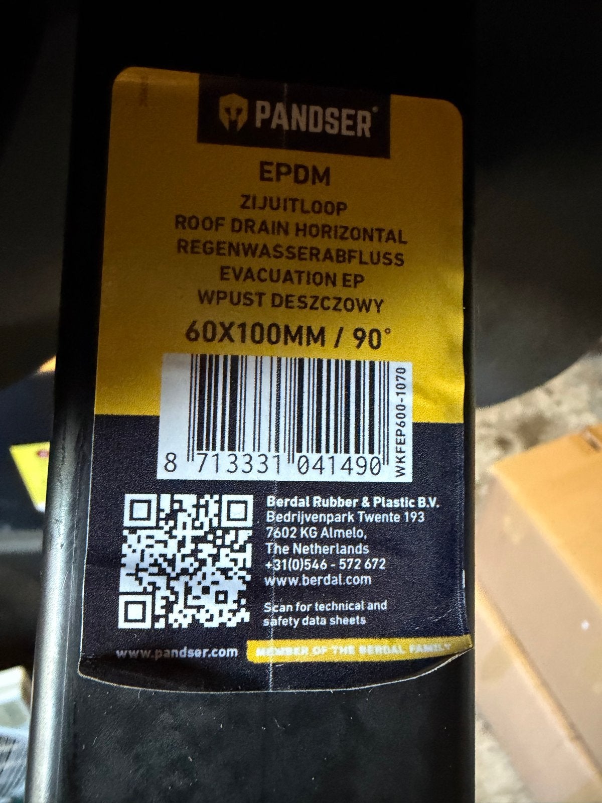 PANDSER EPDM Zijuitloop 60x100mm/90, Nieuw, Ophalen of Verzenden, Minder dan 2 meter, 80 mm of meer