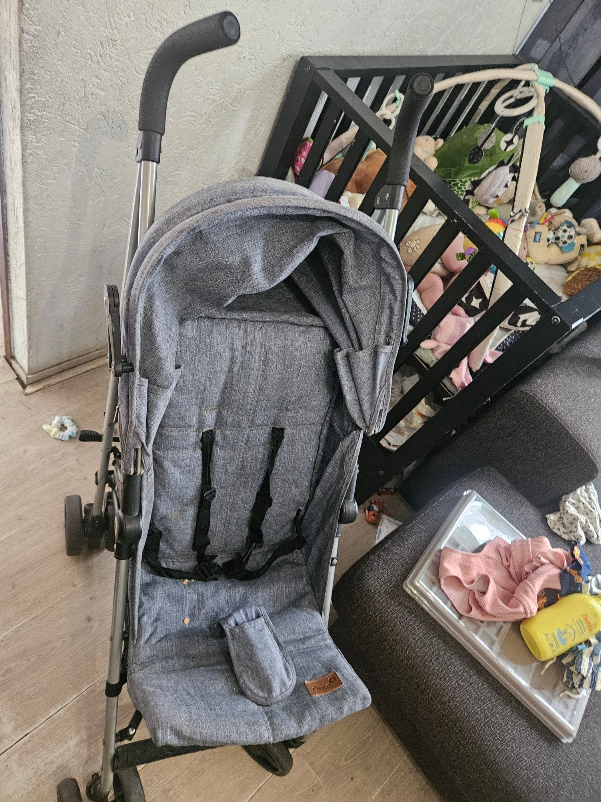 Compacte grijze buggy met zonnekap, Ophalen of Verzenden, Gebruikt, Overige merken, Verstelbare rugleuning