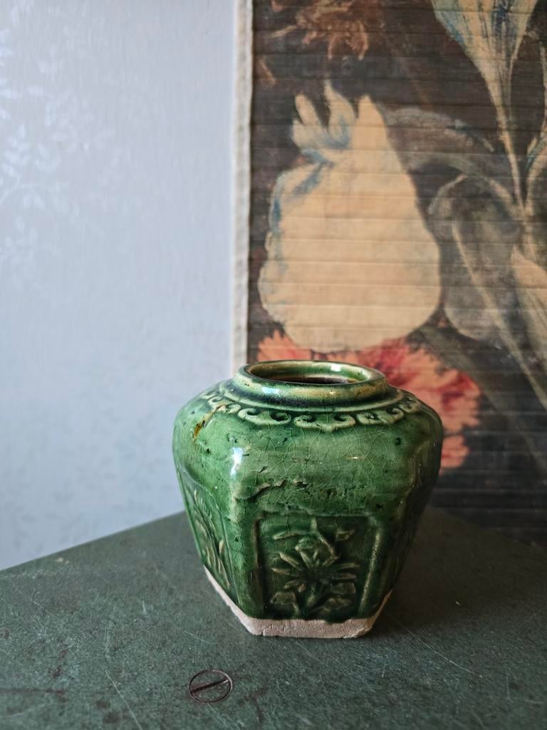 Oude gemberpot groen nr14, Antiek en Kunst, Antiek | Keramiek en Aardewerk, Ophalen of Verzenden