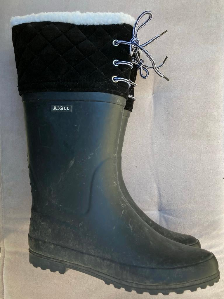 Gevoerde Aigle kaplaarzen, Kleding | Dames, Schoenen, Zo goed als nieuw, Regenlaarzen, Zwart, Ophalen of Verzenden