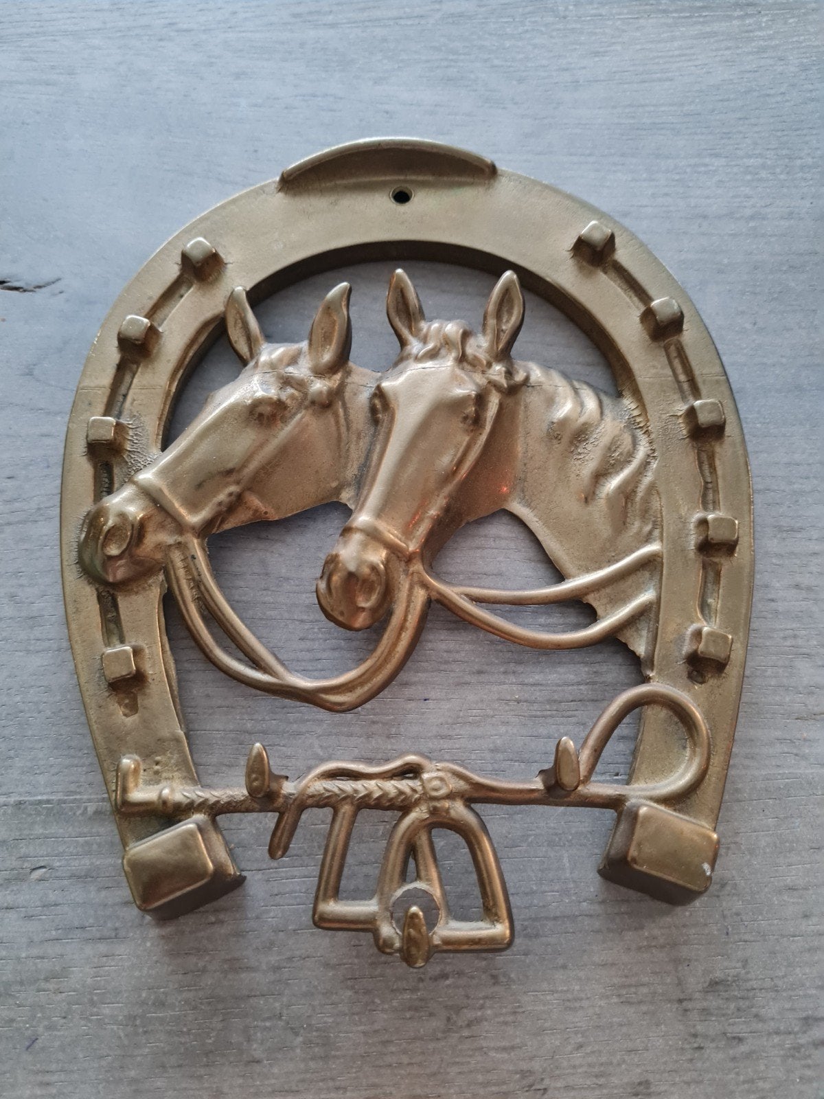 Vintage messing wanddecoratie/sleutelhouder/ paard, Ophalen of Verzenden