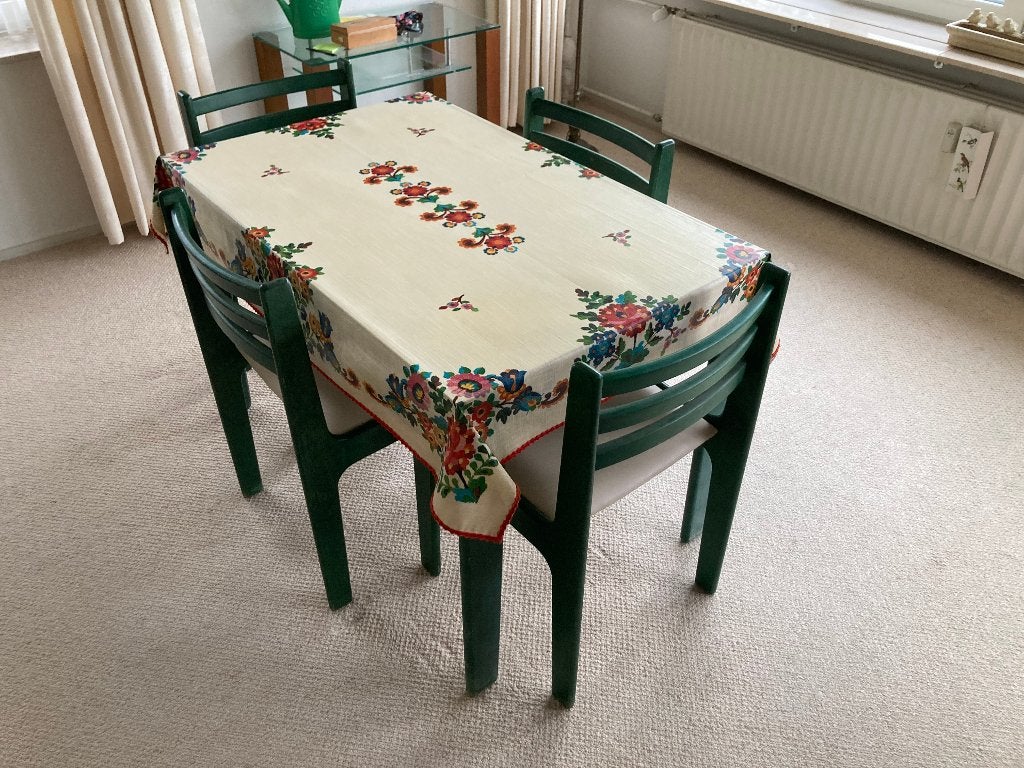 Asko UPO Furniture eettafel met 4 Flamingo model stoelen, Huis en Inrichting, Tafels | Eettafels, Ophalen, Gebruikt, 100 tot 150 cm