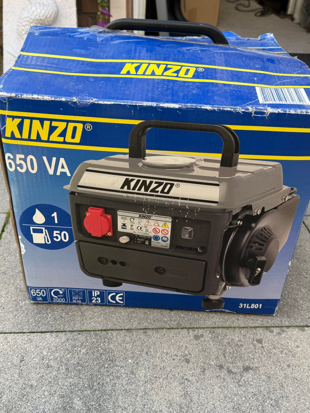 Kinzo Benzine Generator 650 VA - Nieuw in doos, Ophalen, Nieuw