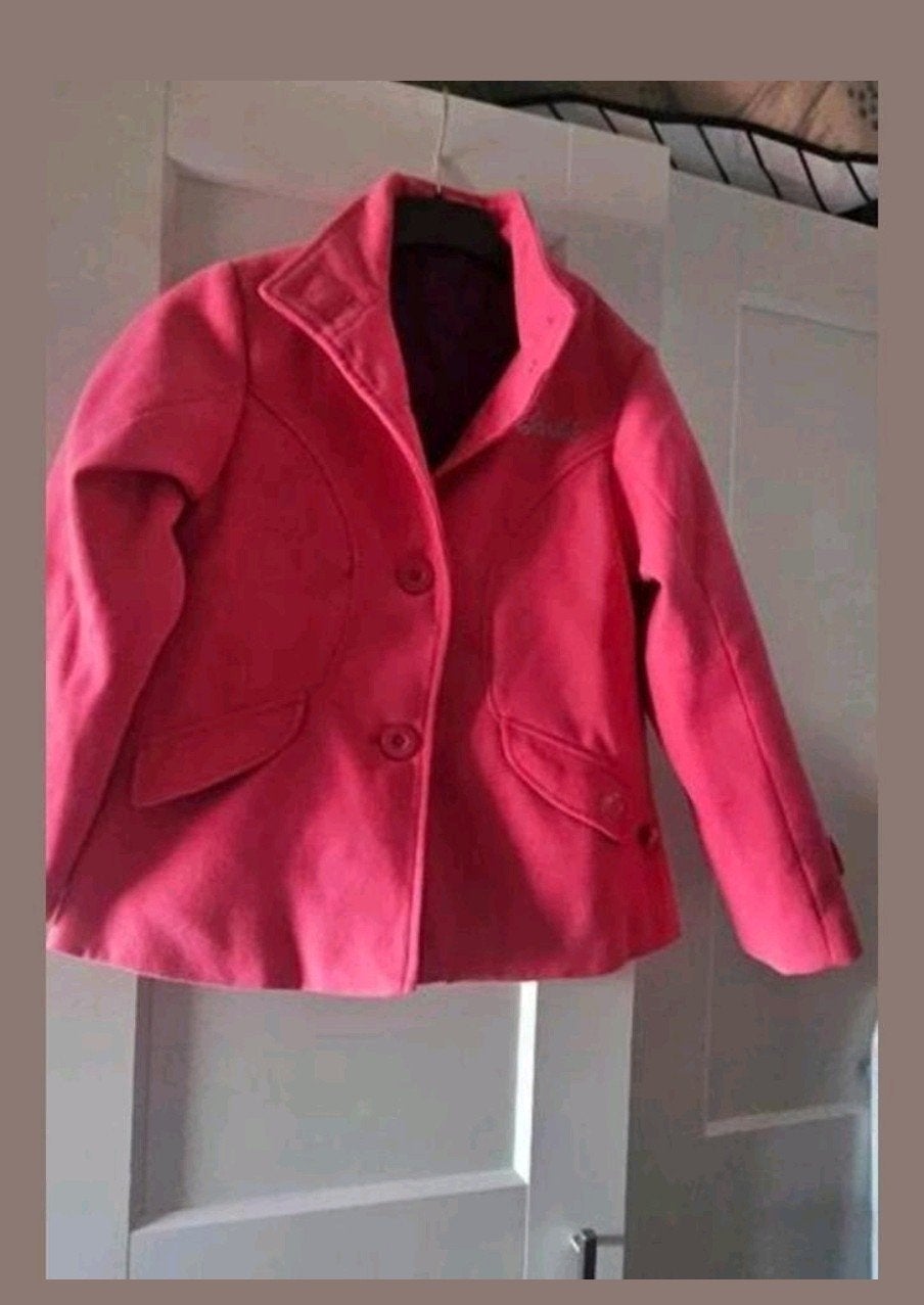 Barbie roze jas maat 128, Ophalen of Verzenden, Zo goed als nieuw, Meisje, Jas