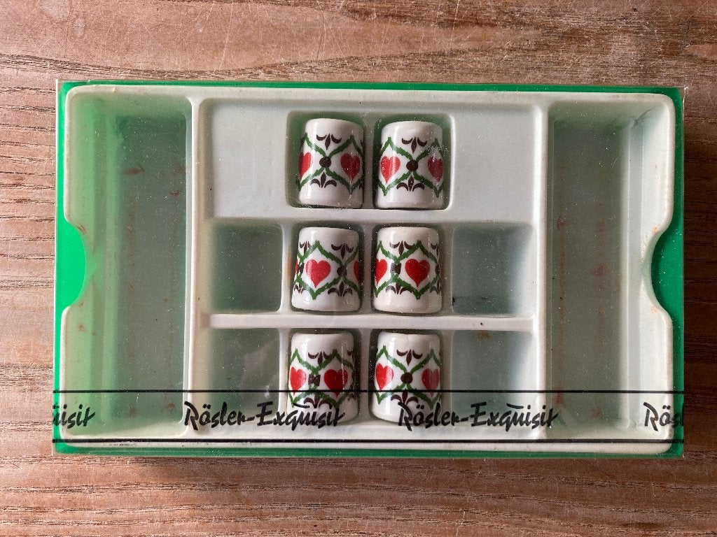 6x Vintage Rösler-Exquisit porseleinen mini kaarsenhouder, Wit, Ophalen of Verzenden, Zo goed als nieuw, Steen/keramiek