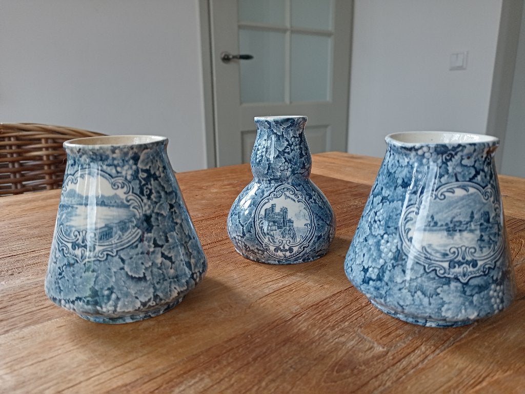 3x vaasjes Royal Bonn Mehlem Keramik Art Nouveau, Ophalen of Verzenden