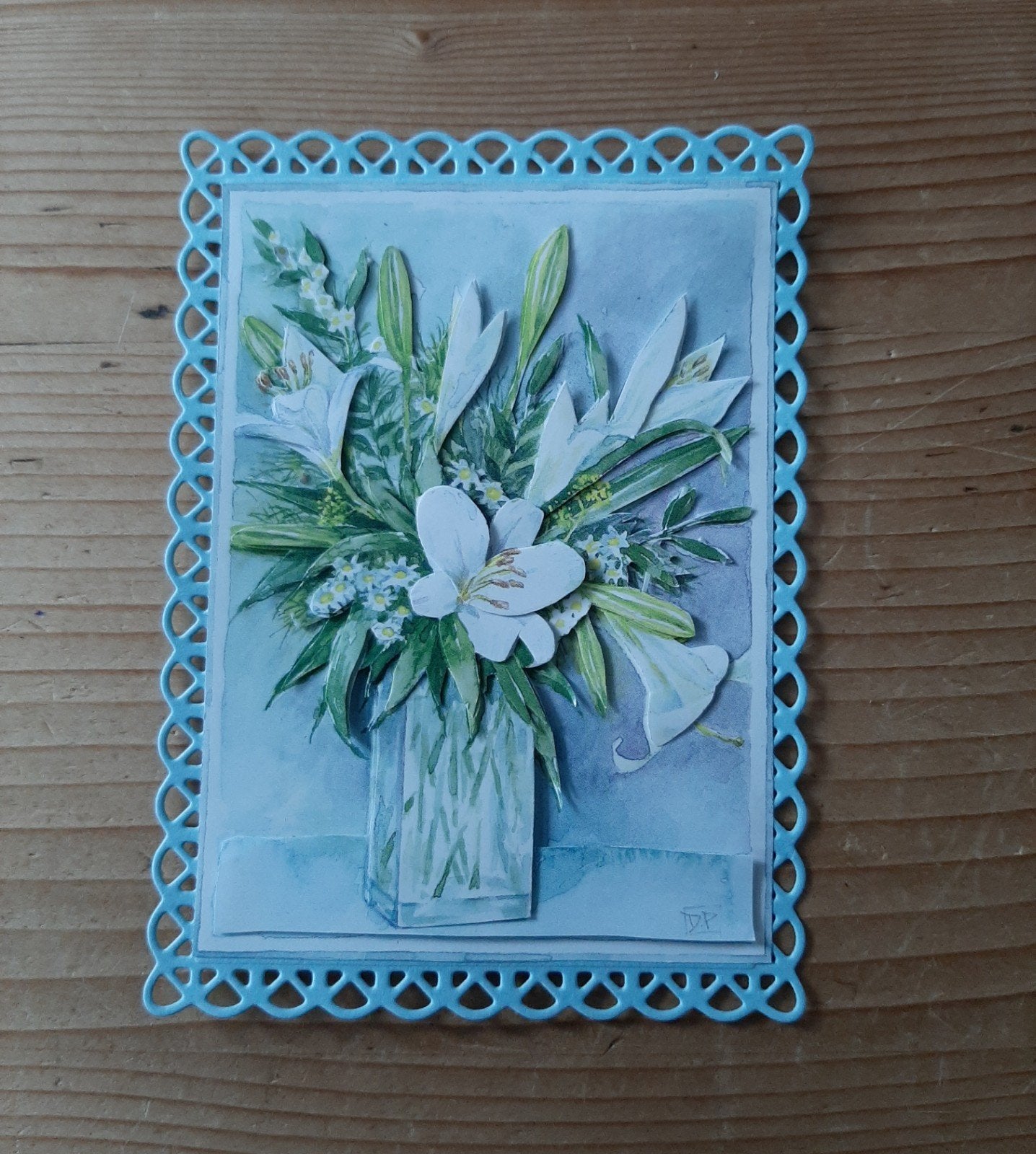 Stans kaart opleg met 3d plaatje vaas met bloemen, Ophalen of Verzenden, Nieuw, Overige thema's