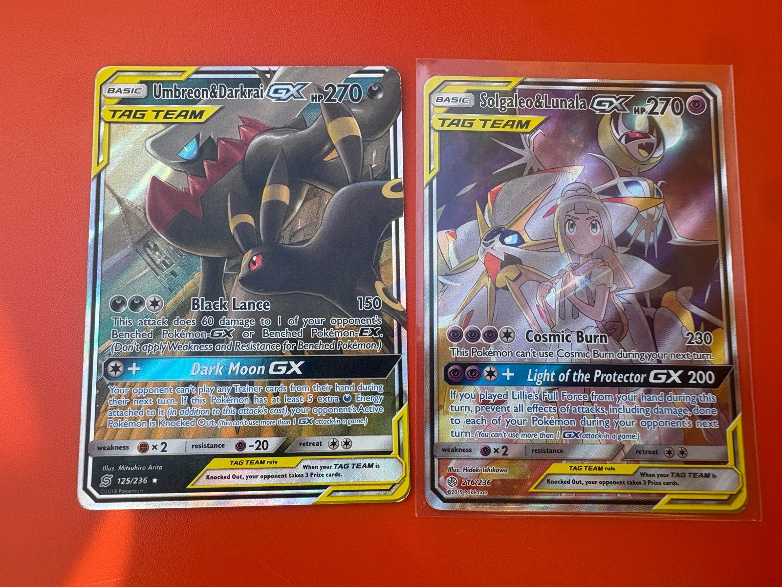 Pokémon TCG: Umbreon & Darkrai GX & Solgaleo & Lunala GX, Ophalen of Verzenden, Zo goed als nieuw, Meerdere kaarten