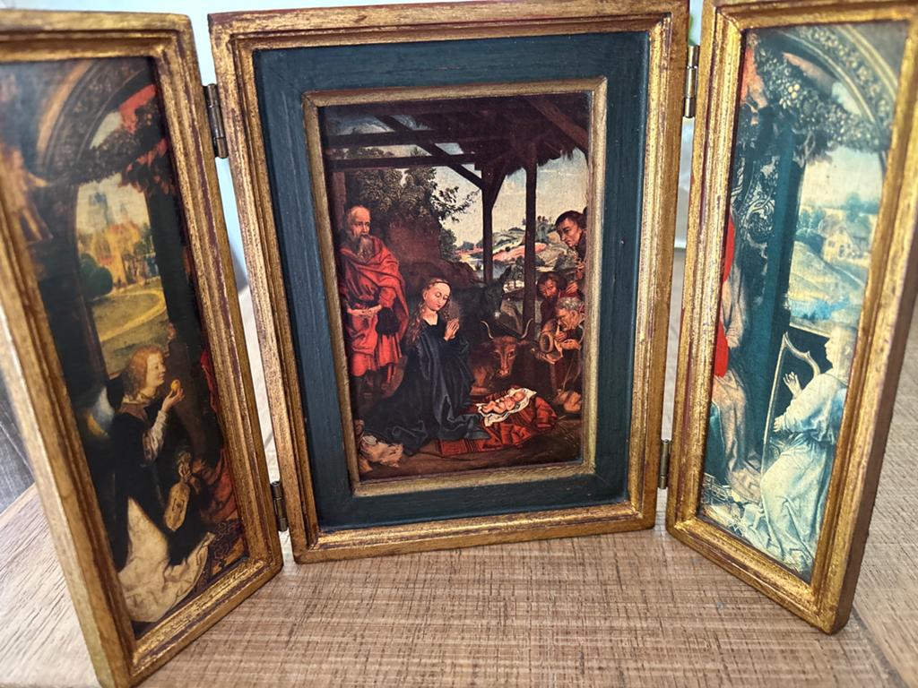 Antiek Drieluik: Maria, Jozef en Kindje Jezus, Antiek en Kunst, Antiek | Religie, Ophalen