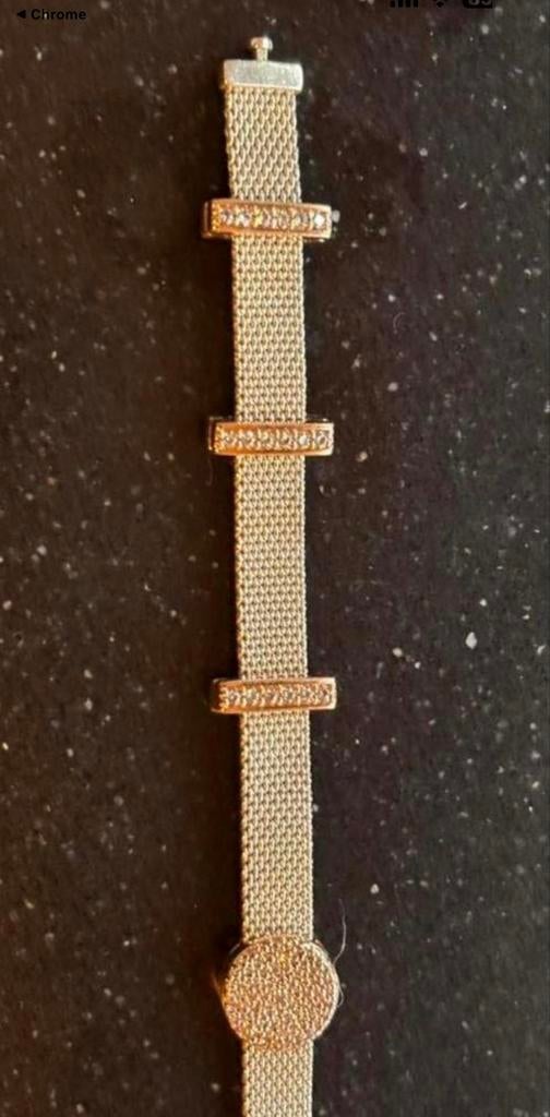 Pandora Mesh Armband met Roségouden Sluiting en Charms, Sieraden, Tassen en Uiterlijk, Armbanden, Met kristal, Staal, Ophalen of Verzenden