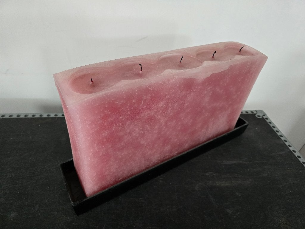 Geweldige grote roze rechthoekige blokkaars (41x24x8,5 cm), Ophalen of Verzenden, Zo goed als nieuw, Roze, 24 cm
