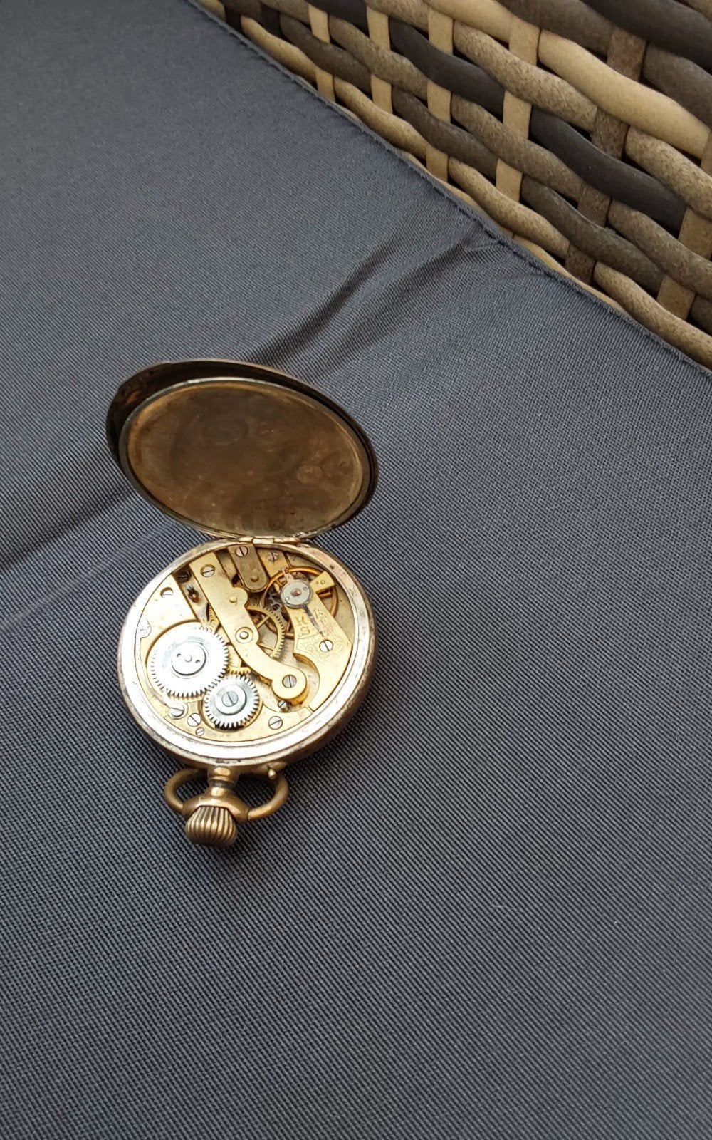 Antiek Zakhorloge met Zilveren Kast en Gouden Binnenwerk, Ophalen of Verzenden, Zilver, Overige typen