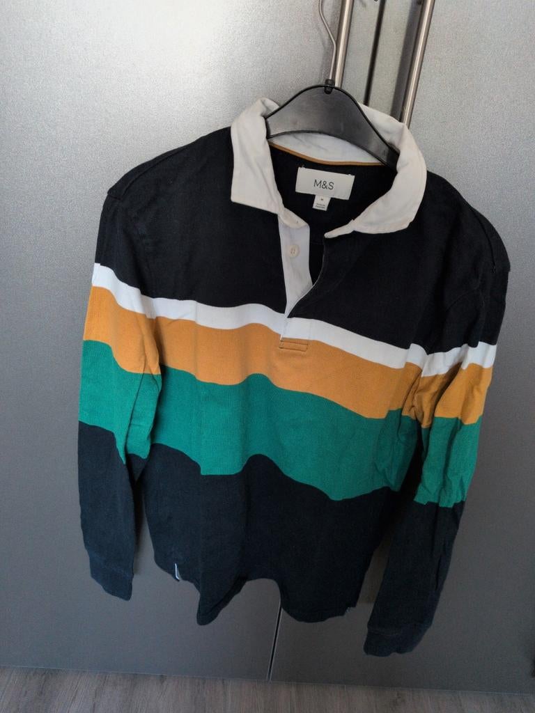 M&S Heren Trui - Gestreepte Rugby Polo Maat M, Ophalen of Verzenden, M&S