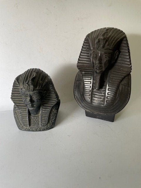 2 vintage zwarte stenen beeldjes Farao Toetanchamon. Egypte., Verzamelen, Ophalen, Zo goed als nieuw, Overige typen