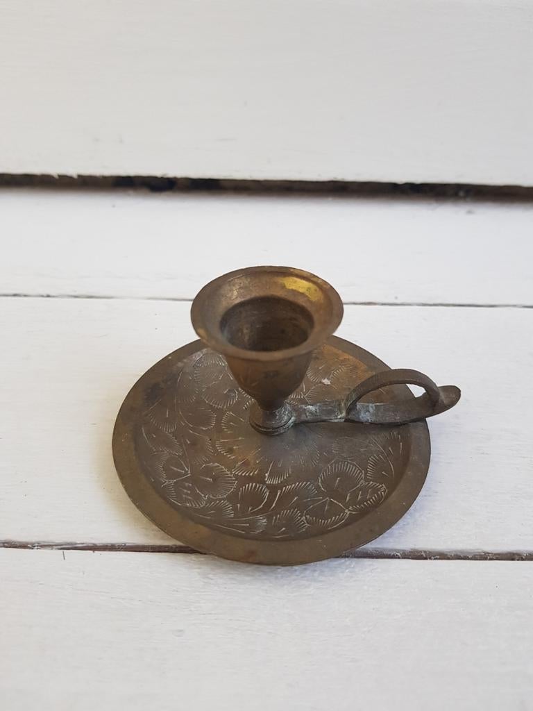 Antieke kandelaar goudkleurig, Antiek en Kunst, Antiek | Koper en Brons, Ophalen of Verzenden