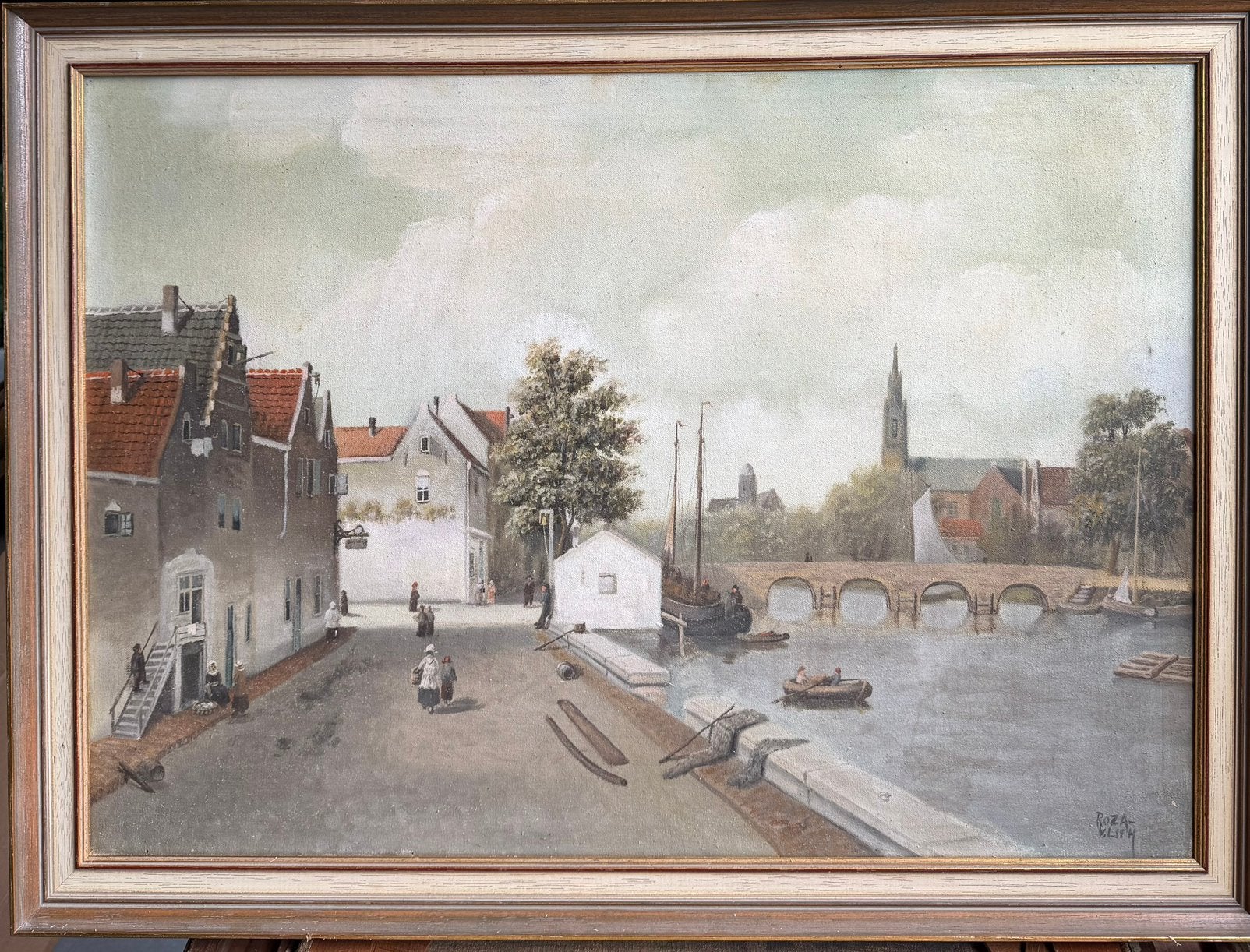 Stadsgezicht, Doek, Ophalen of Verzenden, Olieverf, Stads- / dorpsgezicht