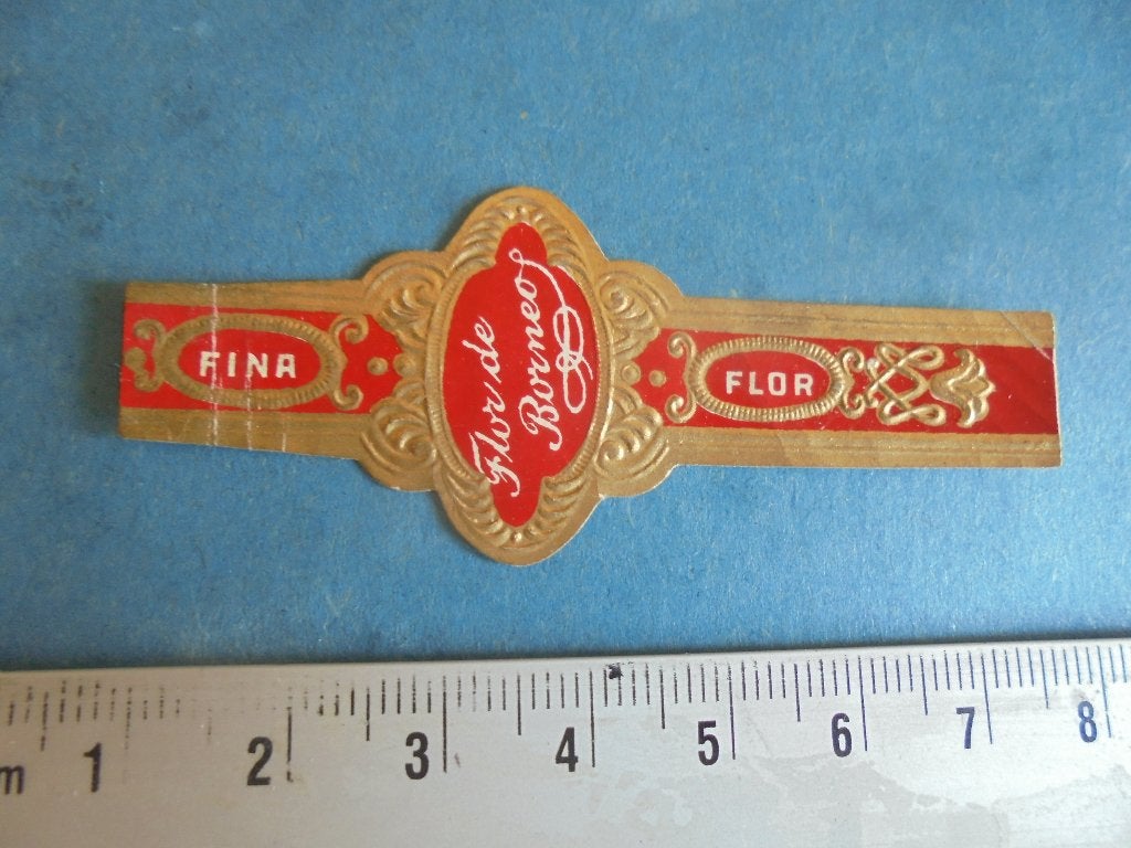 Oude sigarenband Flor de Borneo, Ophalen of Verzenden, Gebruikt, Sigarenbandjes