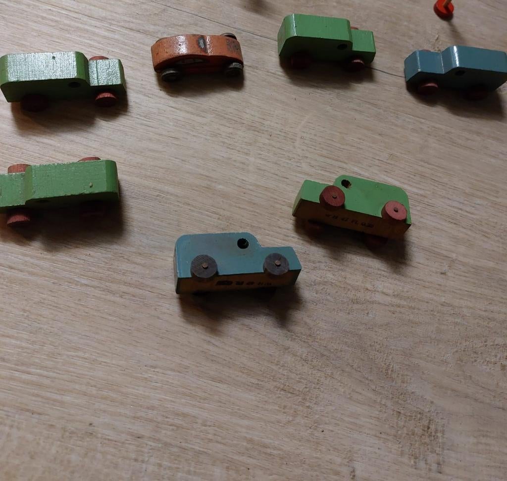 Vintage houten autootjes - Set van 7, Ophalen of Verzenden