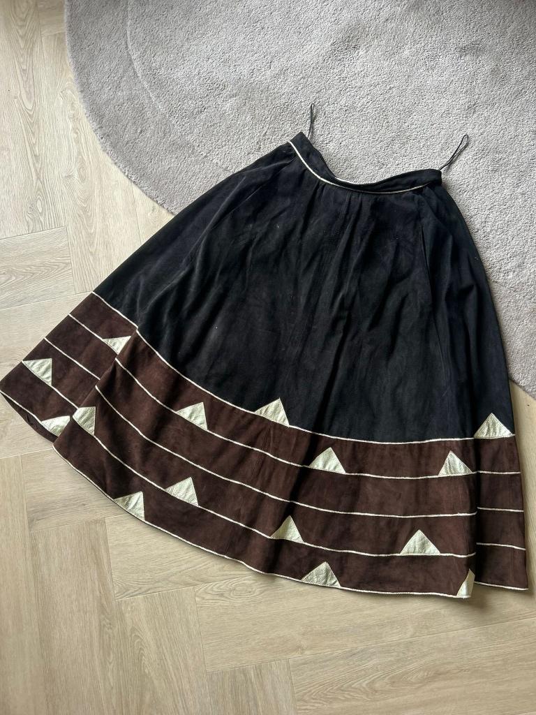 Vintage Studio-Dress Leren Rok Bruin Maat S, Kleding | Dames, Rokken, Maat 38/40 (M), Bruin, Ophalen of Verzenden, Zo goed als nieuw