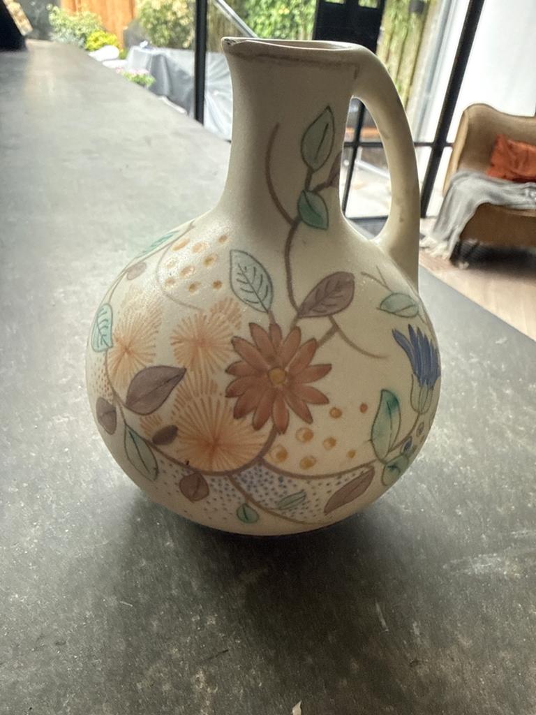 Zeldzame Plazuid Gouda Vaas 'Mat Vogels' Decor 1912, Antiek en Kunst, Antiek | Vazen, Ophalen of Verzenden