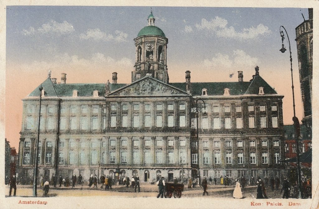 HANDKAR PALEIS AMSTERDAM UIT 1922 E MOOI KAART KN702, Ophalen of Verzenden, 1920 tot 1940, Gelopen, Overige thema's