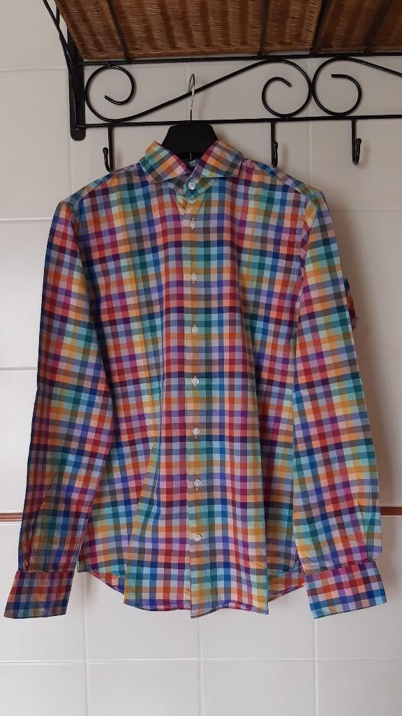 PROFUOMO herenoverhemd in vrolijk blokjespatroon, maat M, Kleding | Heren, Overhemden, Overige kleuren, Profuomo, Gedragen, Halswijdte 39/40 (M)