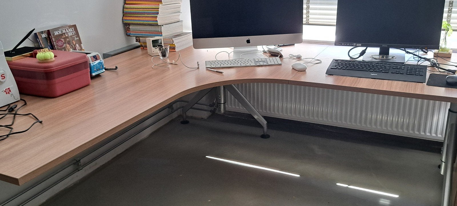 Hoekbureau met verlengstuk, ladenblok en schuifdeurkast, Ophalen, Gebruikt, Scandinavisch, Hoekbureau
