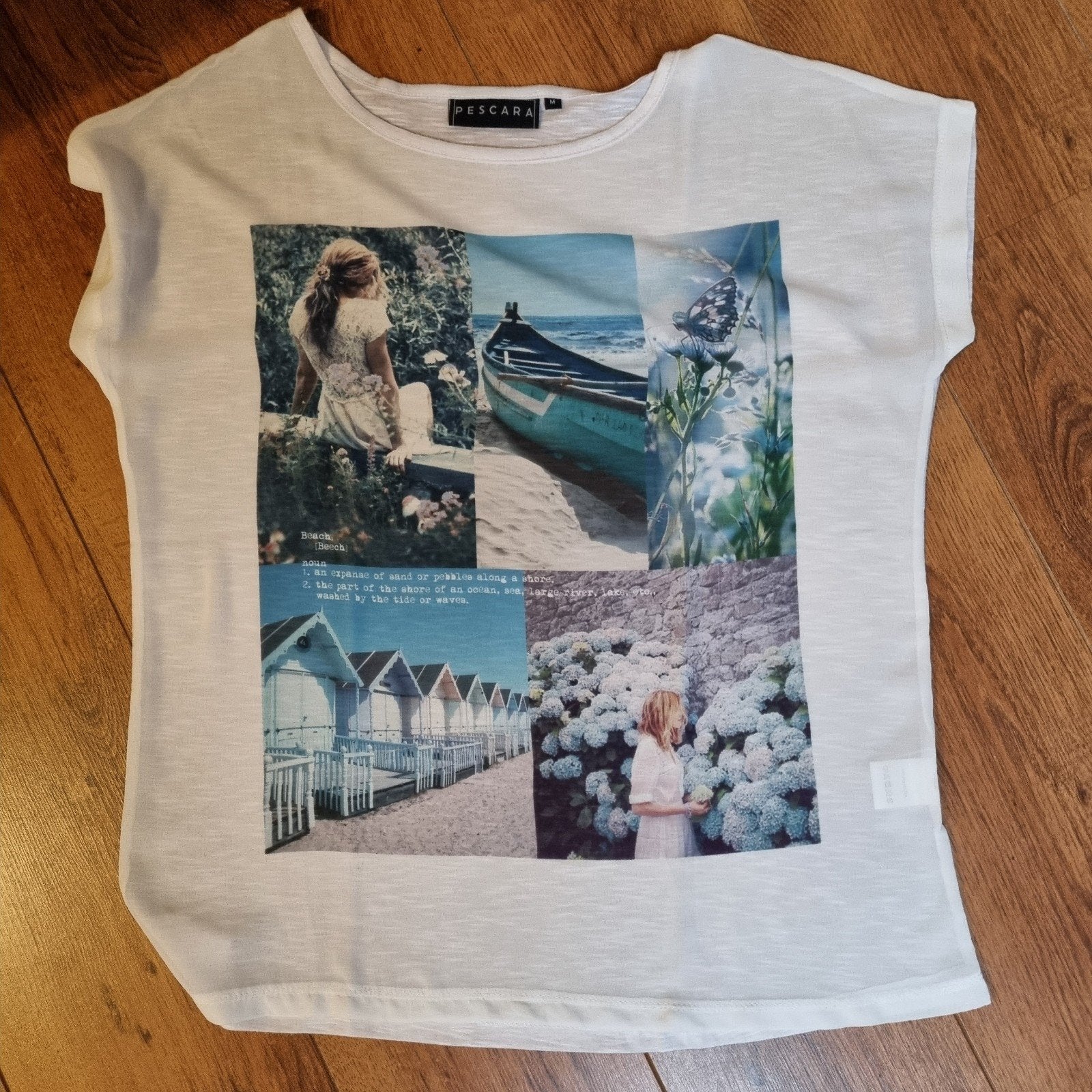 Nieuw wit shirt met print, maat M - Pescara, Maat 38/40 (M), Wit, Nieuw, Ophalen of Verzenden