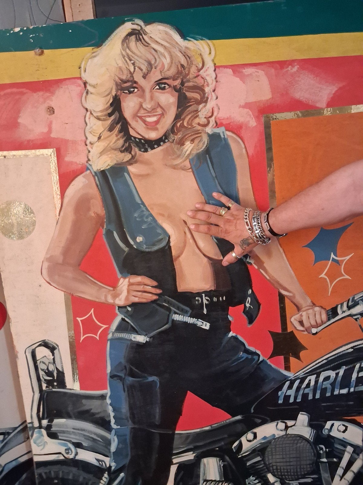 2 XL  popart vintage Kermisrups paneel biker chick , Harley, Ophalen of Verzenden, Huis en Inrichting