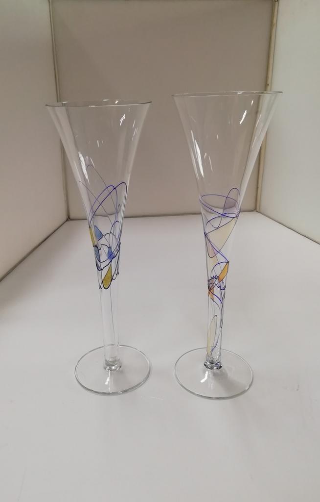 Romanian Art Glass Champagne flûtes, Ophalen of Verzenden