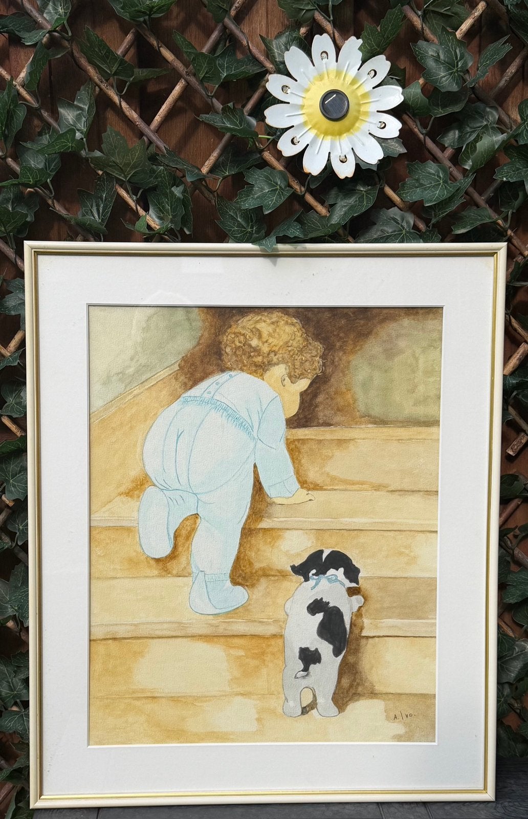 Mooie lijst met aquarel !, Ophalen of Verzenden