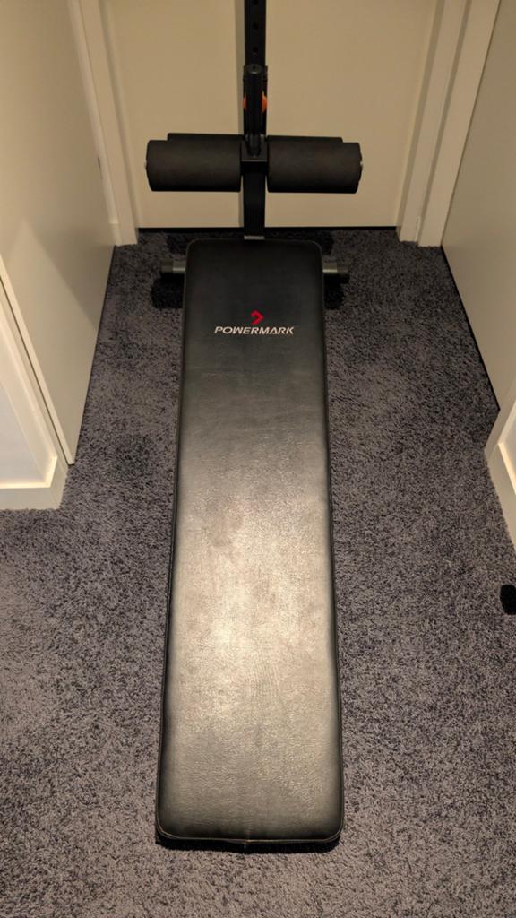 PowerMark buikspierbank + Hyper Extension rugtrainer, Ophalen, Buik, Krachtstation, Zo goed als nieuw