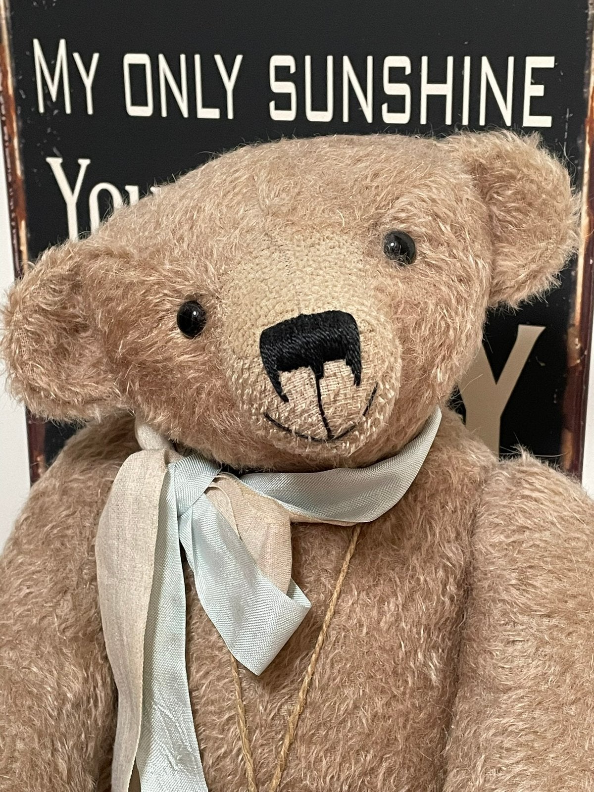 Prachtige grote mohair teddybeer, Ophalen of Verzenden, Zo goed als nieuw, Stoffen beer