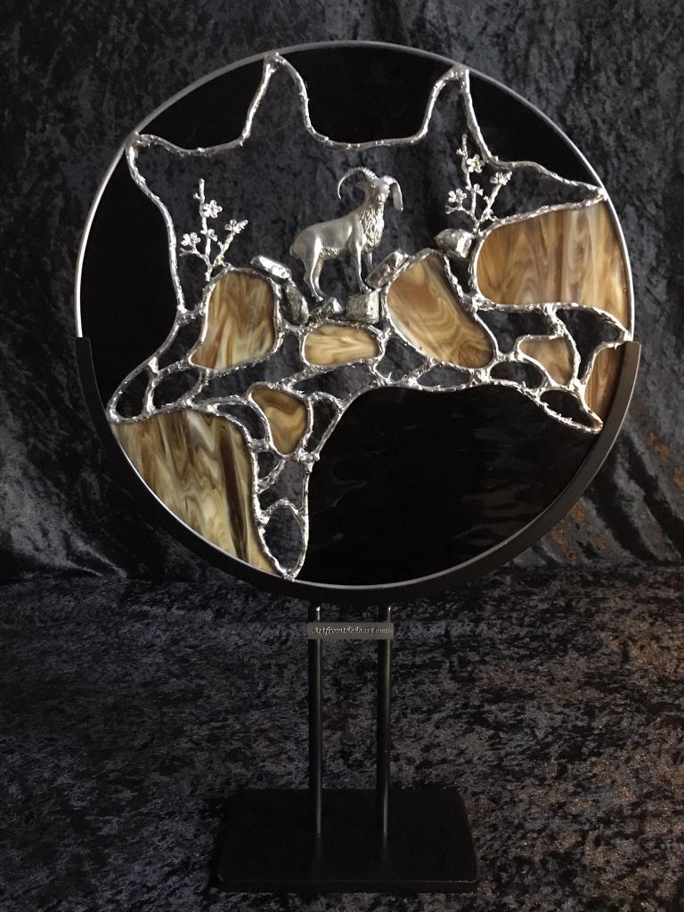 Glas in Lood Bord Steenbok Artfromtheheart, Ophalen
