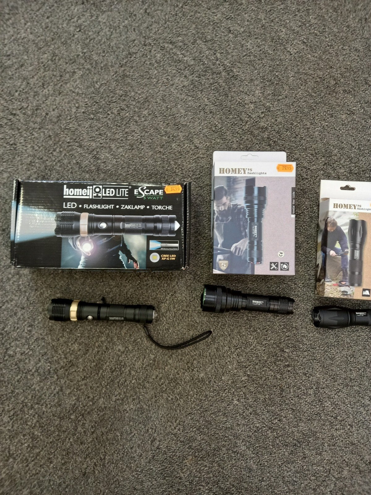 Nieuwe Homey's LED zaklampen (diverse modellen) 3 stuks, Caravans en Kamperen, Ophalen of Verzenden, Nieuw, Accu