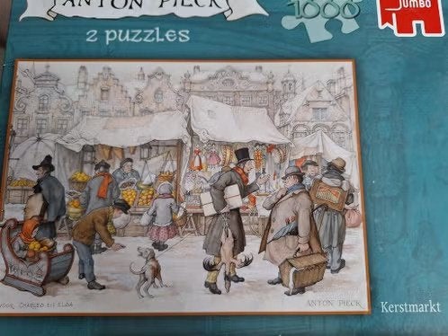 2 puzzels in 1 doos Anton Pieck h, Ophalen of Verzenden, 500 t/m 1500 stukjes, Zo goed als nieuw, Legpuzzel