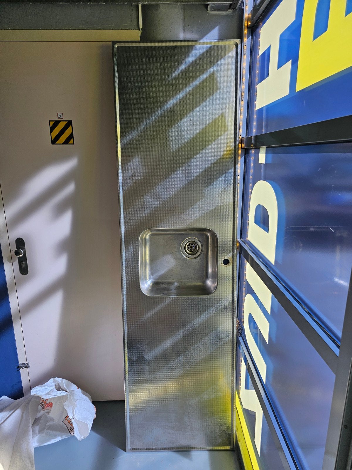 RVS aanrechtblad met spoelbak - 210 cm, Ophalen, Overige typen, Zilver, Zo goed als nieuw