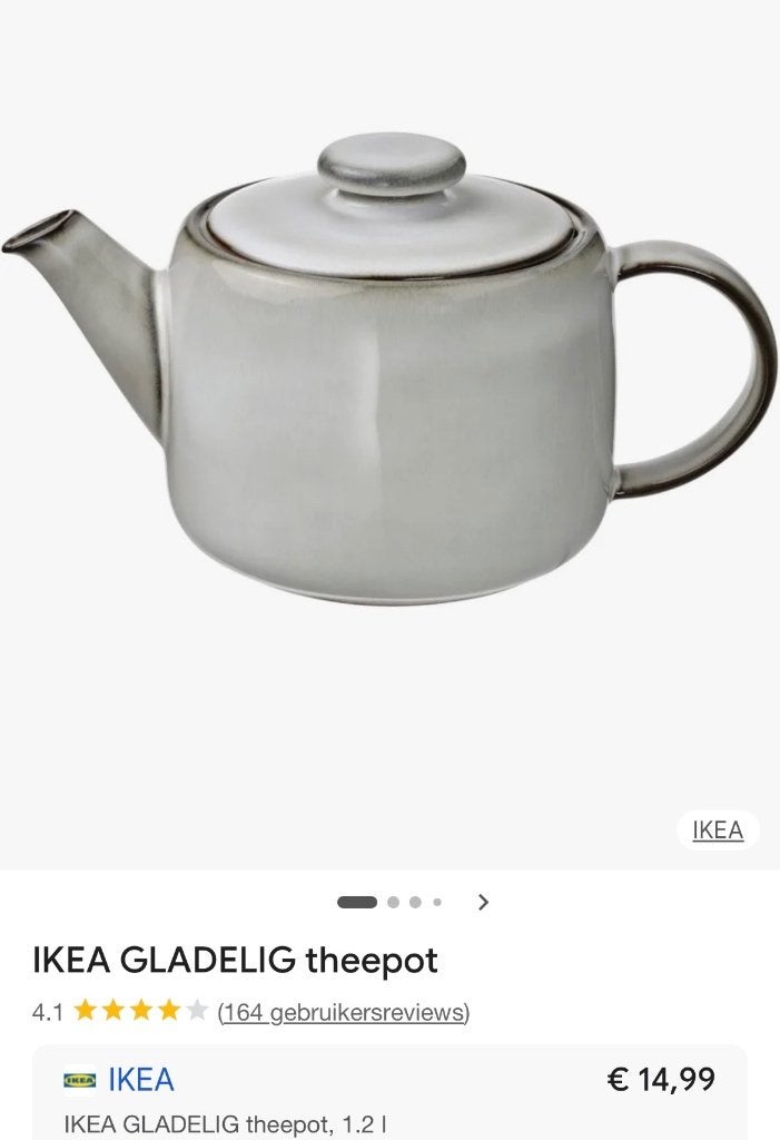 IKEA gladelig theepot en bekers grijs, Huis en Inrichting, Keuken | Servies, Ophalen, Overige typen, Nieuw, Overige stijlen