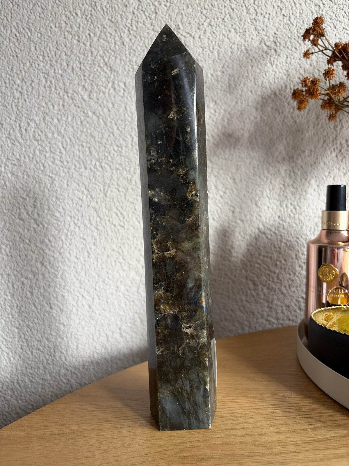 Grote Labradoriet Toren Obelisk - 29 cm, 1491 gram, Ophalen, Nieuw