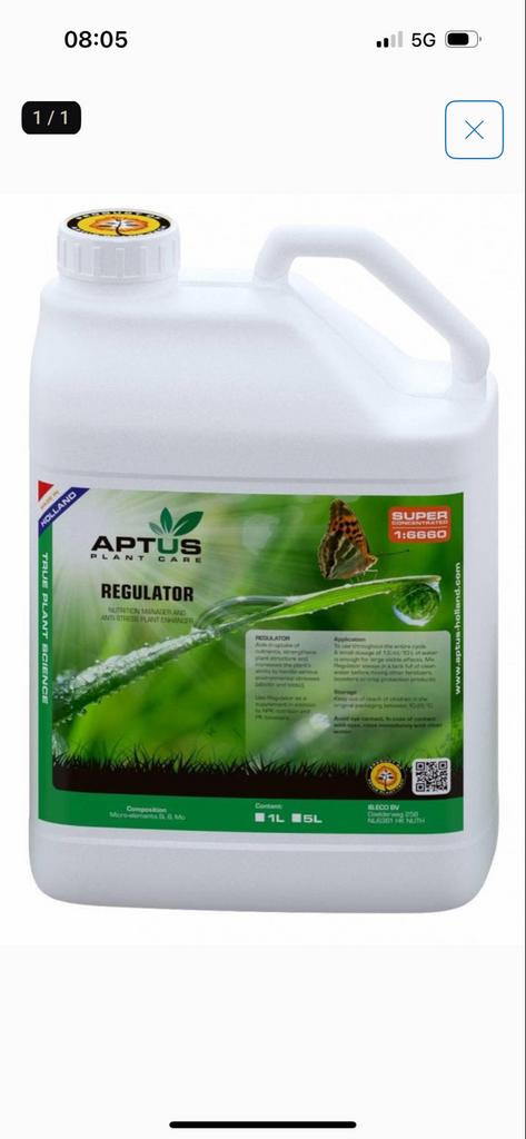 5x Aptus Regulator 1 Liter - Voedingsmanager & Anti-stress, Ophalen of Verzenden, Nieuw