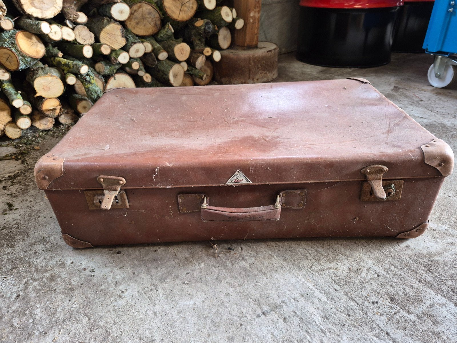 Vintage bruine koffer - Authentieke reisbagage, Sieraden, Tassen en Uiterlijk, Koffers, Overige materialen, Gebruikt, Slot, 35 tot 45 cm