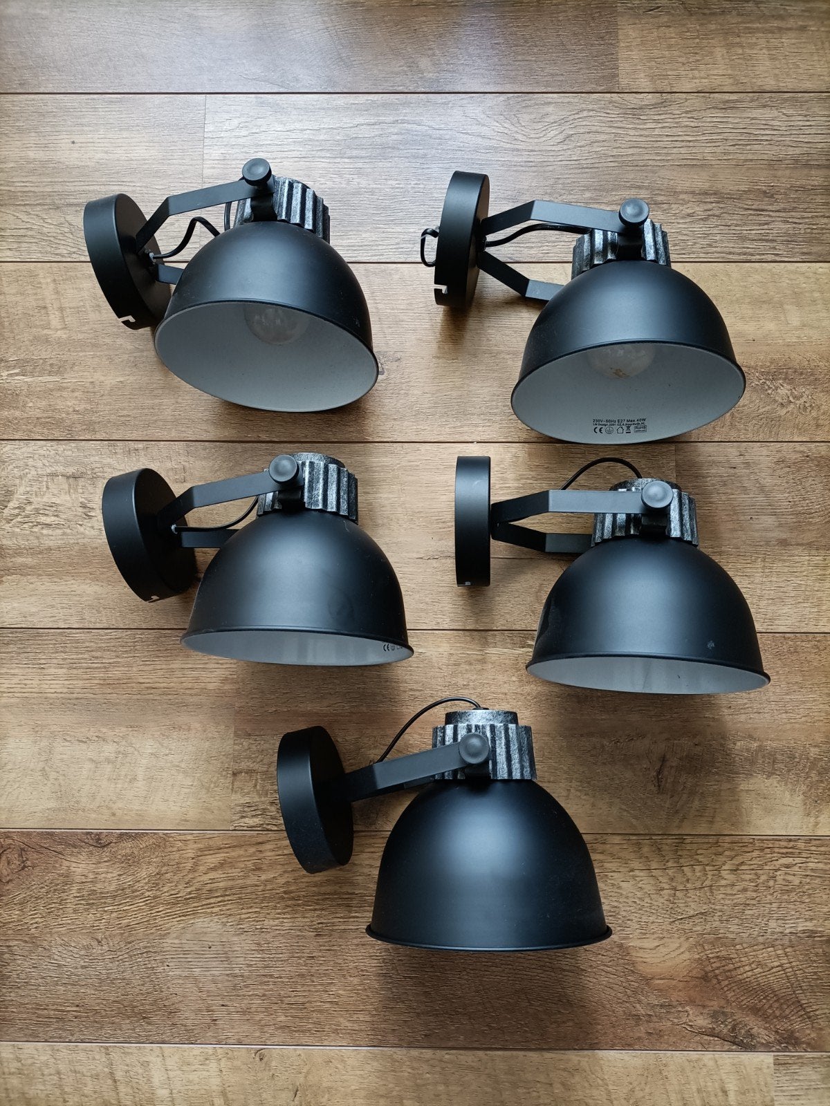 5x leuke industriële zwart, grijze en witte wandlampen, Ophalen, Zwart, E27 (groot), Zo goed als nieuw